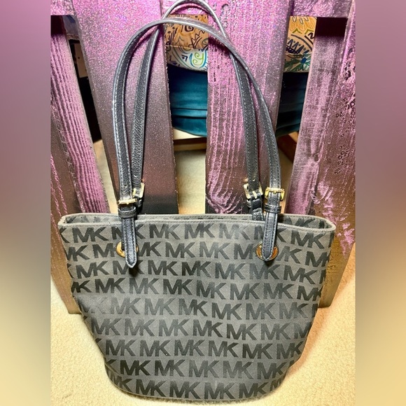 Michael Kors Black Monogram Tote with Gold Hardware - Picture 7 of 7